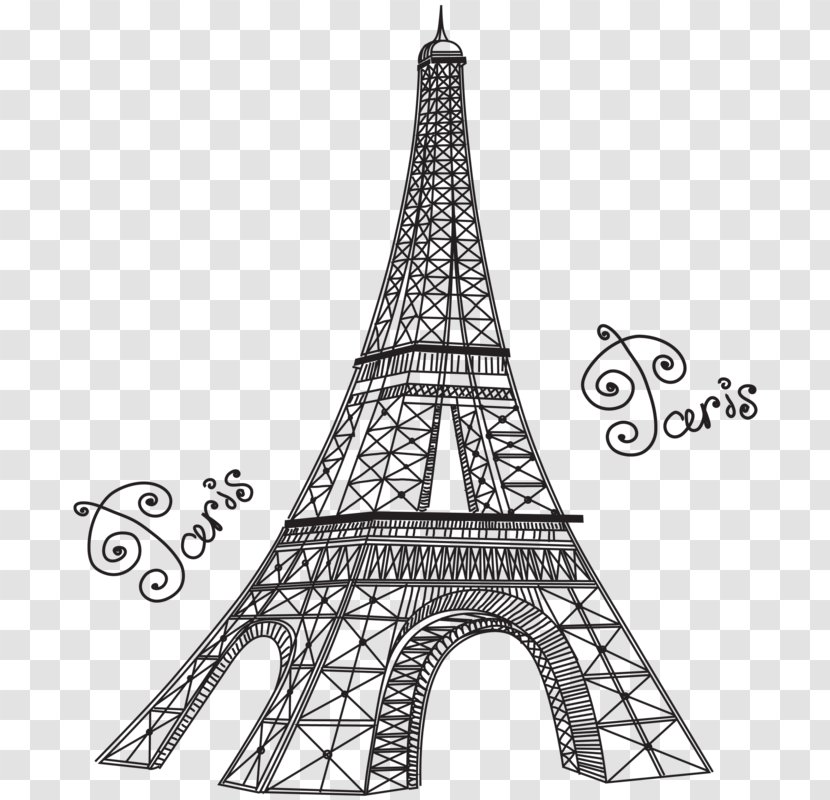 Eiffel Tower Desktop Wallpaper Drawing Sticker - Monochrome Photography Transparent PNG