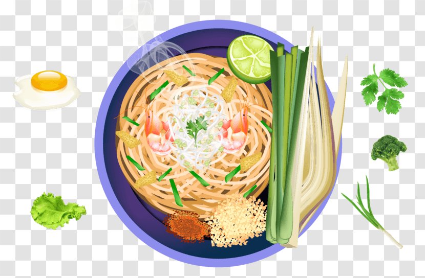 Pad Thai Fried Noodles Cuisine Hu Tieu Chinese - Pho - Fine Dining Transparent PNG