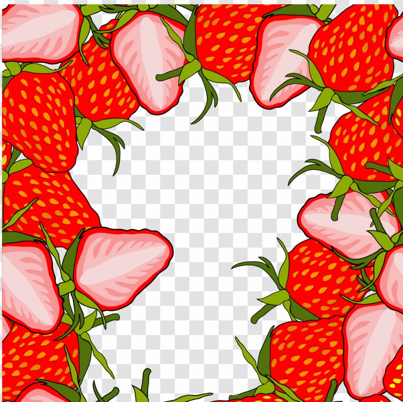 Strawberry Aedmaasikas Adobe Illustrator Clip Art - Food - Vector Red Border Transparent PNG