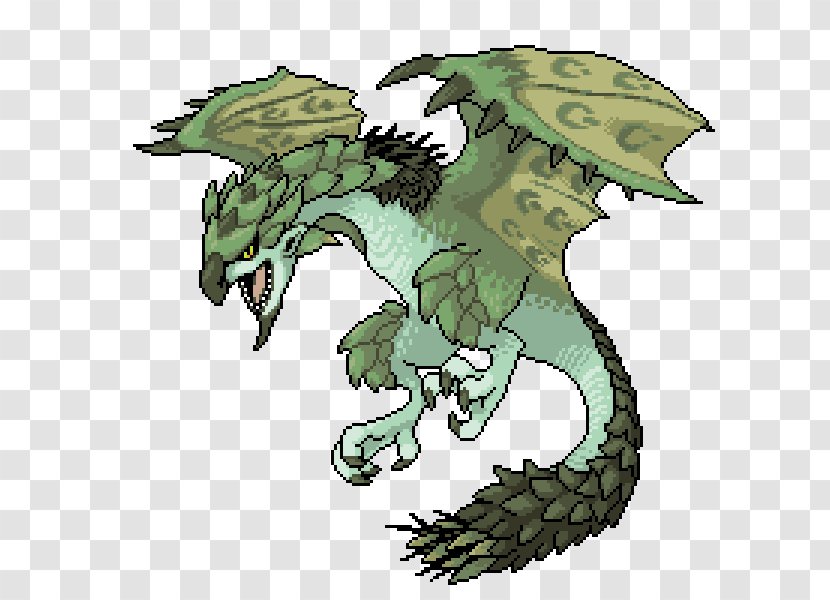 Dragon Pixel Art - Mythical Creature Green Transparent PNG