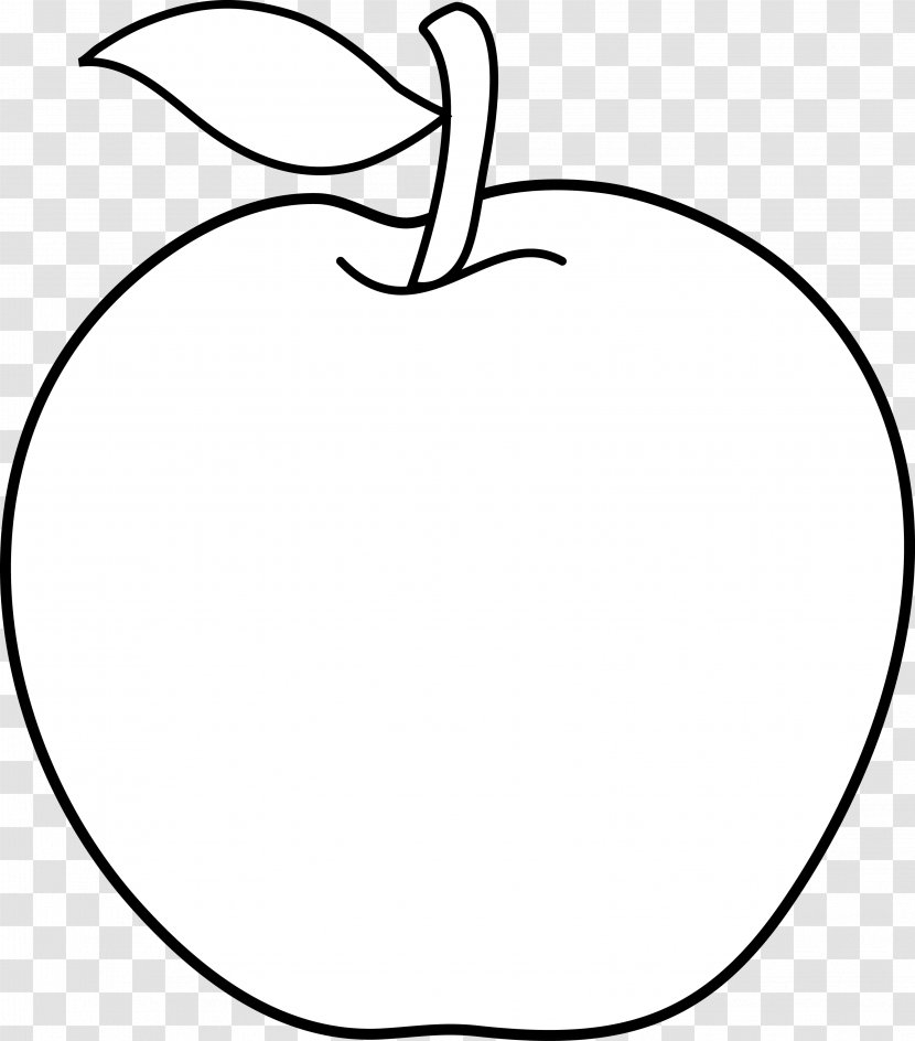 Black And White Line Art Cartoon Clip - Apple Cliparts Transparent PNG