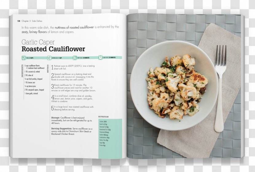 Vegetarian Cuisine Dish The Autoimmune Paleo Cookbook: An Allergen-free Approach To Managing Chronic Illness. Recipe Cauliflower - Cookbook Transparent PNG