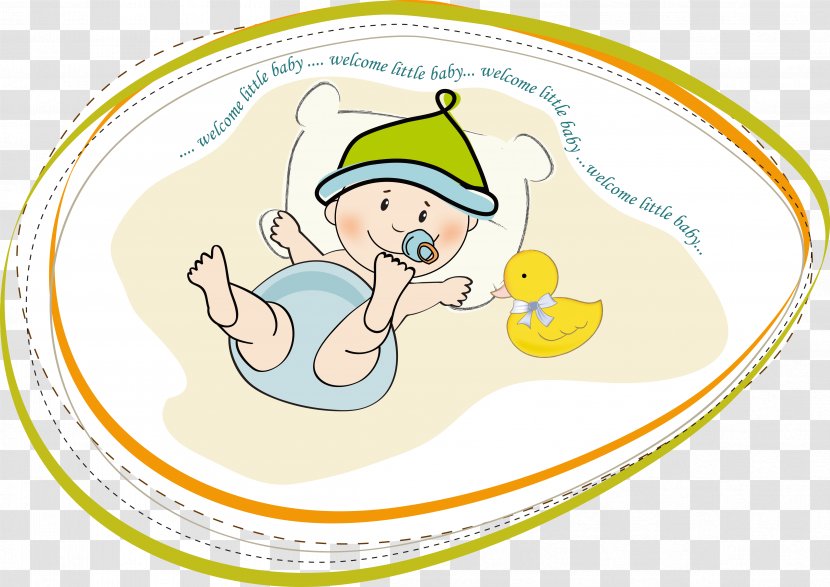 Infant Yellow Duck Child Template - Food - The Baby Lying On Bed Transparent PNG