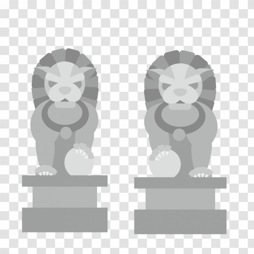 Chinese Guardian Lions Stone Sculpture Shishi, Fujian - Cartoon - Gray Lion Transparent PNG