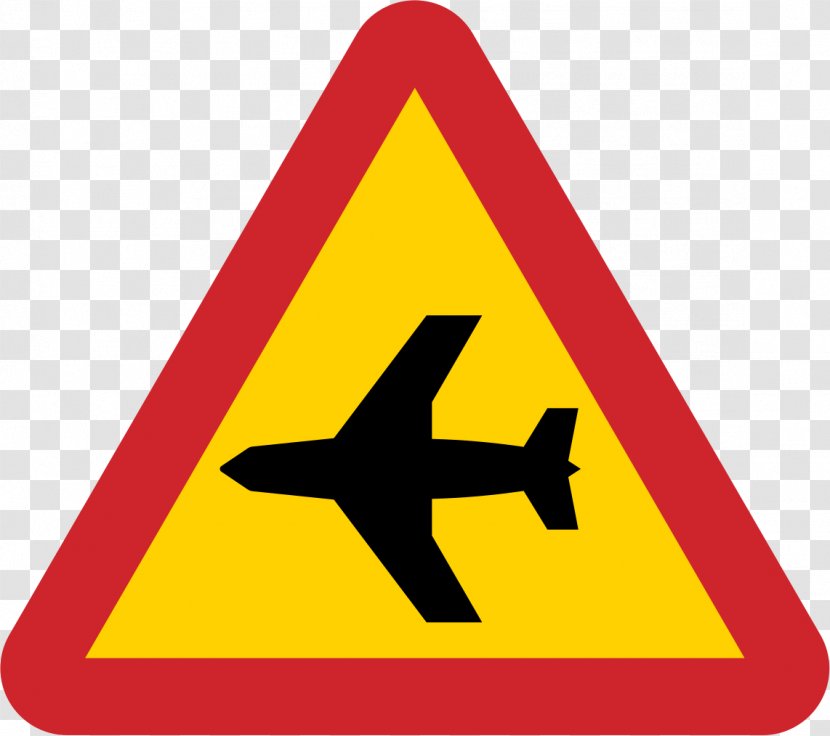 Traffic Sign Warning Road - Yellow - Aircraft Transparent PNG