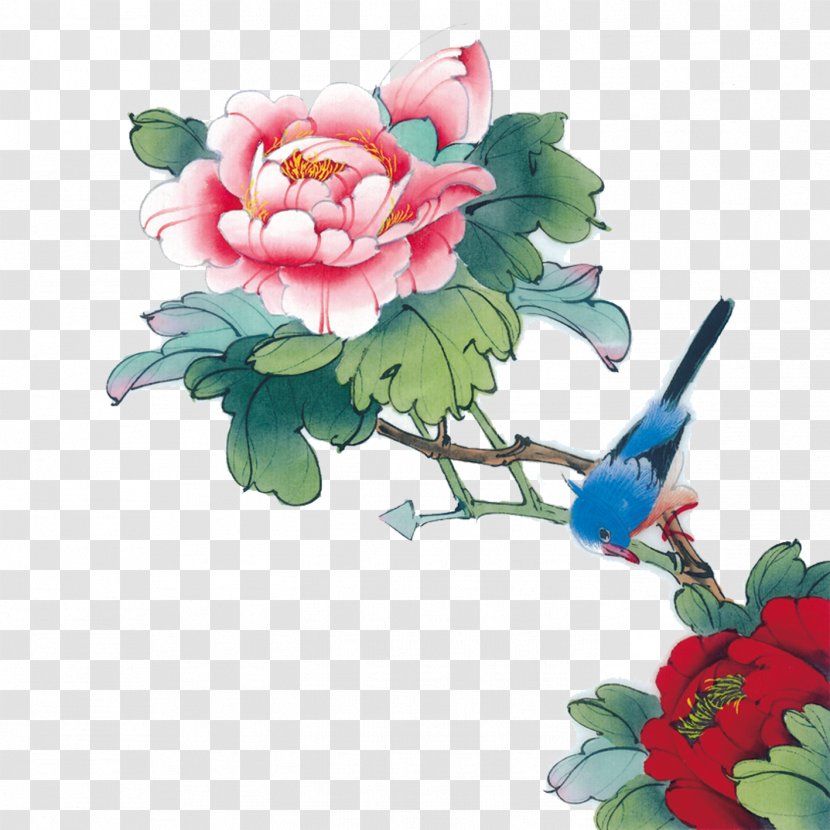 Gongbi Bird-and-flower Painting Moutan Peony - Chinese - Birds And Flowers Transparent PNG
