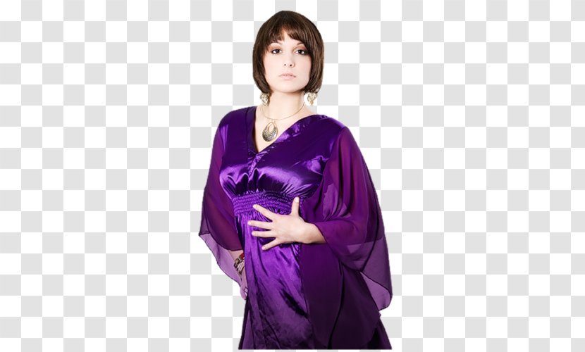Robe Satin Costume Sleeve Neck - Violet Transparent PNG