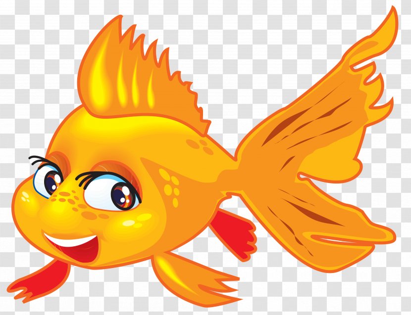 Fish Veiltail Cartoon Gold Clip Art - Beak - Shrimps Transparent PNG