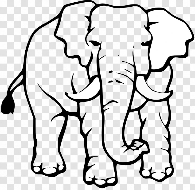 Asian Elephant Black And White Clip Art - Drawing - Africa Cliparts Transparent PNG