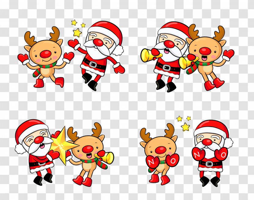 Santa Claus Christmas Sticker Wall Decal - Gift - Vector Decoration Elements Elk Transparent PNG