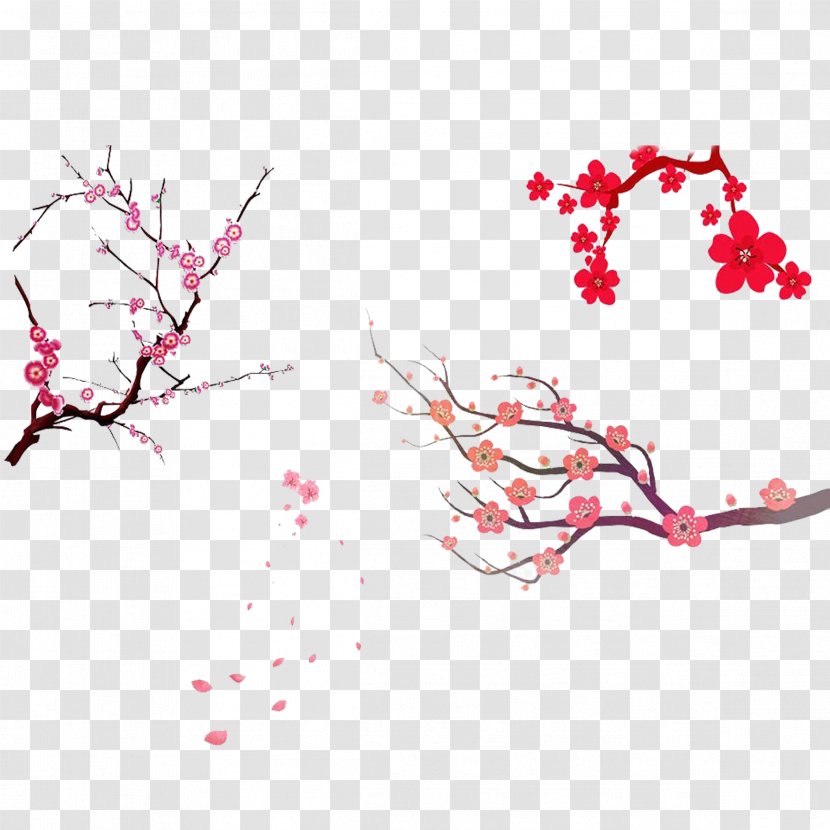 Cherry Blossom Tree Prunus Serrulata - Red - Simple Hand-painted Trees Buckle Free Material Transparent PNG