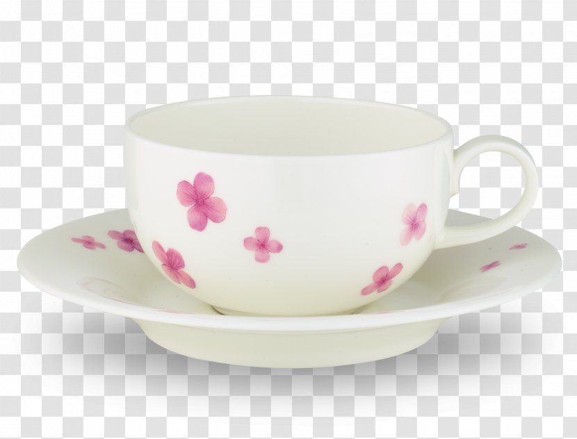 Coffee Cup Saucer Mug Porcelain - Serveware - Scattered Petals Transparent PNG