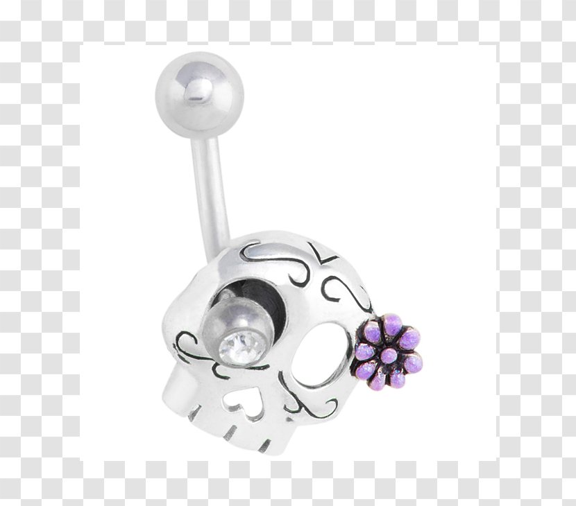 Navel Piercing Calavera Body Jewellery - Silver Transparent PNG