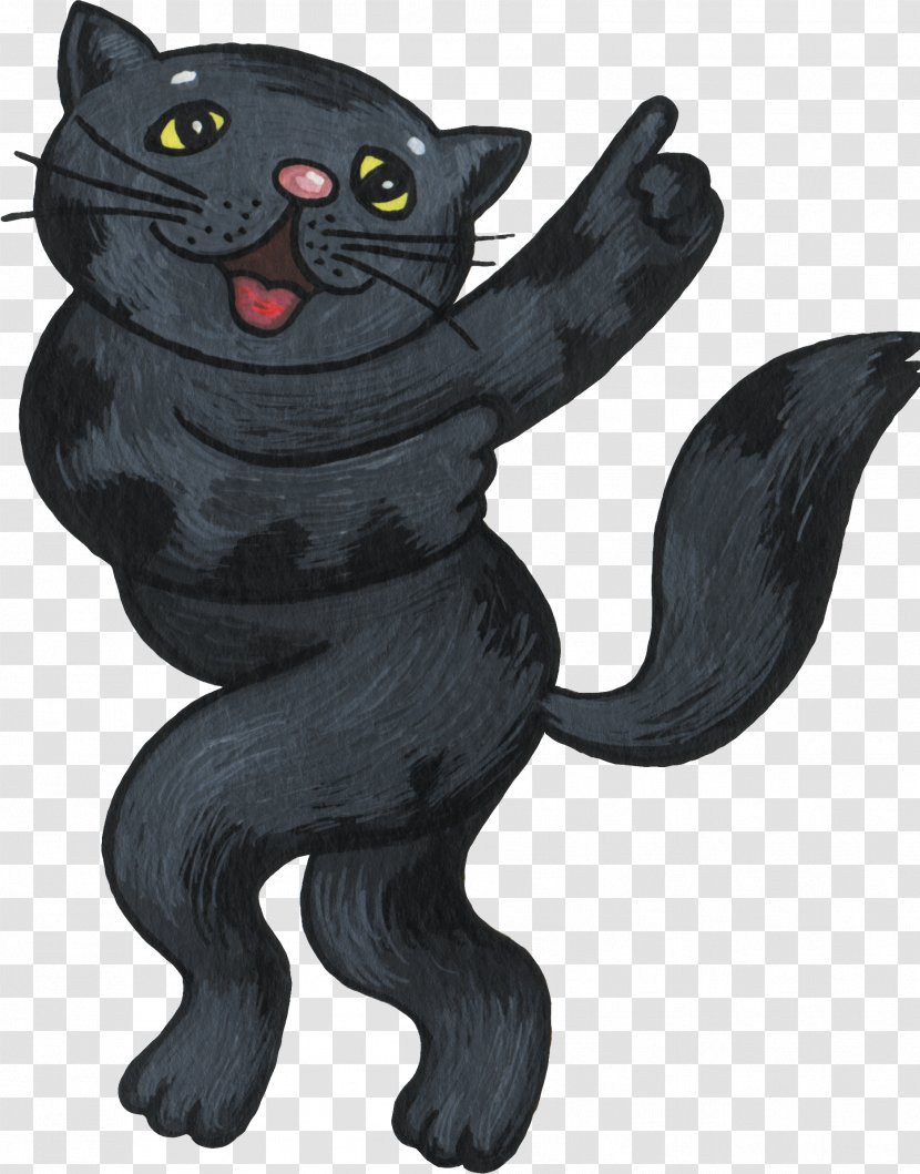 Black Cat Whiskers Cartoon Photography - Tail Transparent PNG