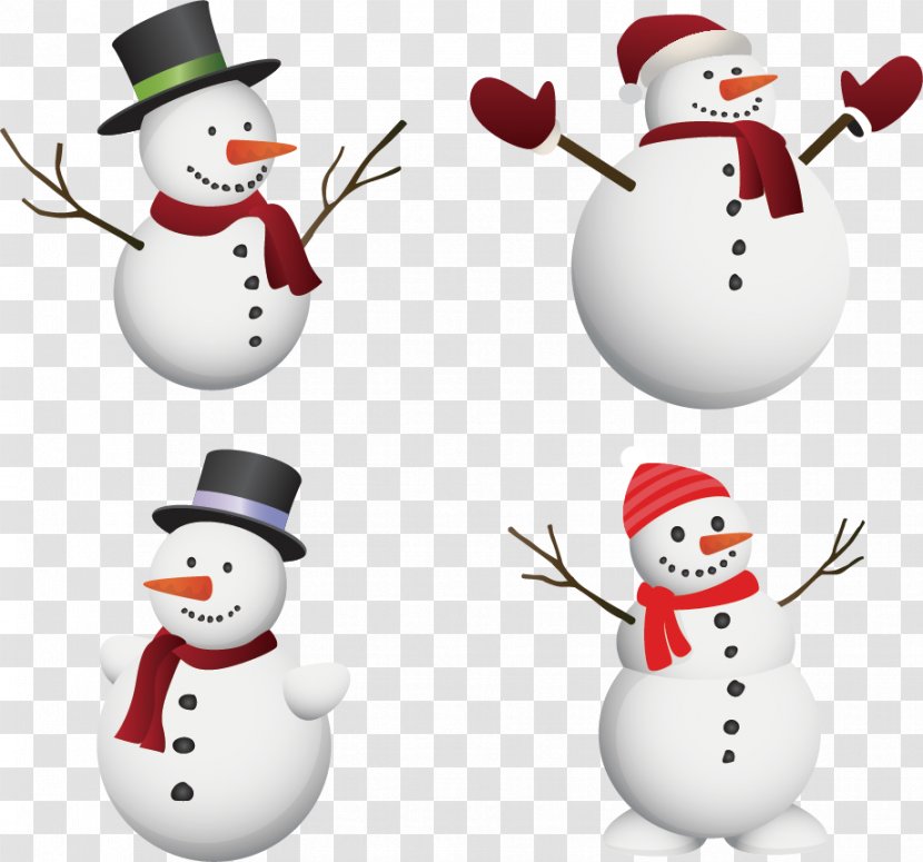 Christmas Ornament Snowman New Years Day - Greeting Card - Vector Material Transparent PNG