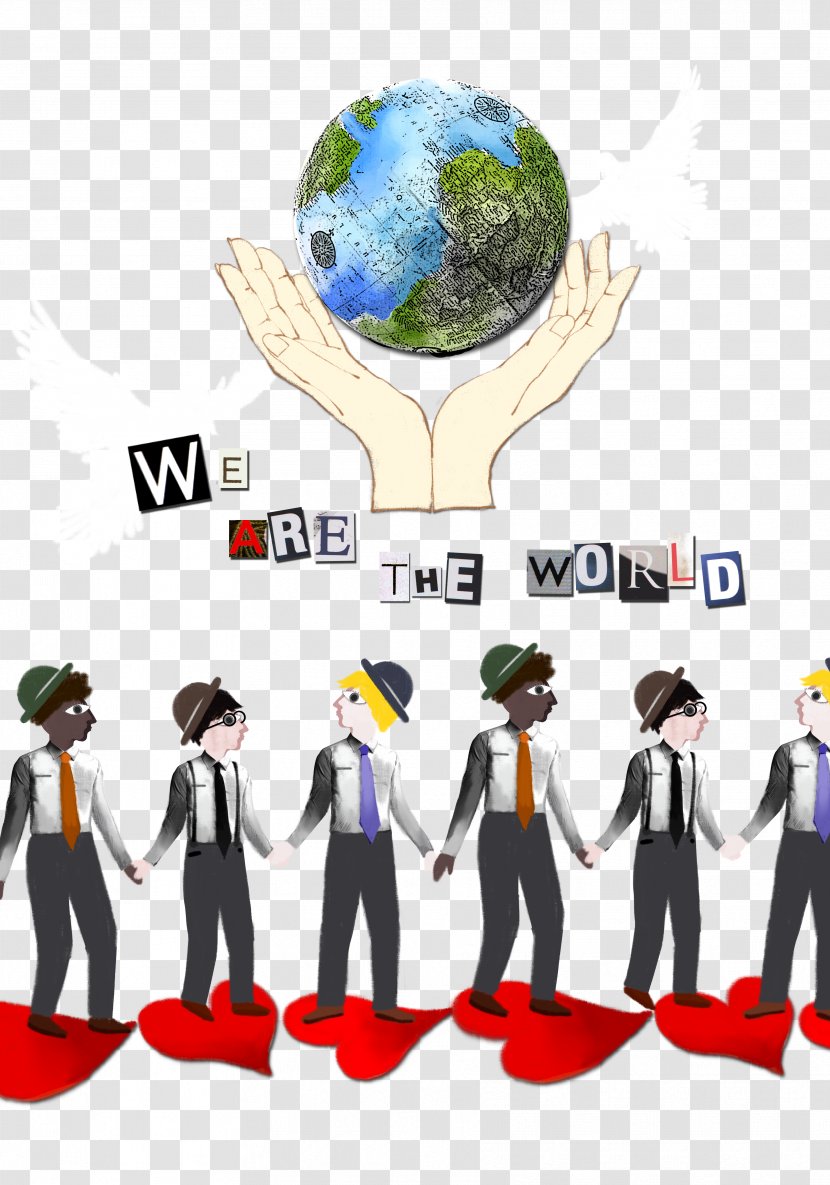 Hand Cartoon Illustration - V Sign - Hands Holding The Earth Transparent PNG