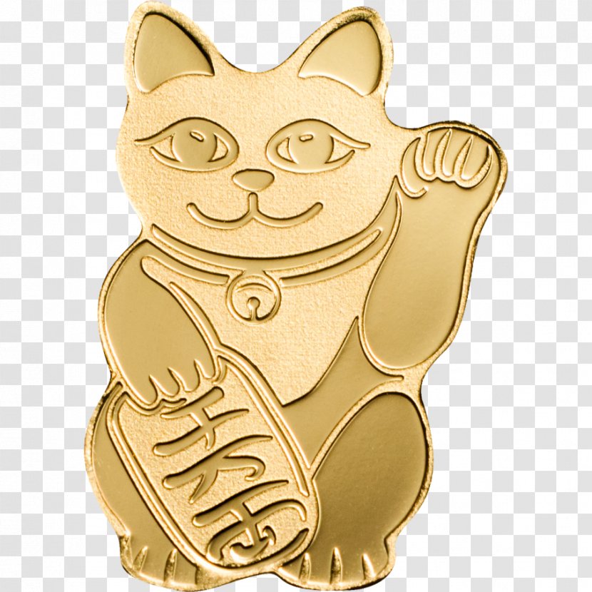 Cat Gold Whiskers Maneki-neko Coin - Numismatics Transparent PNG