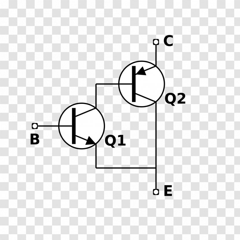 Sziklai Pair Darlington Transistor Electronics Amplifier - Drawing Transparent PNG