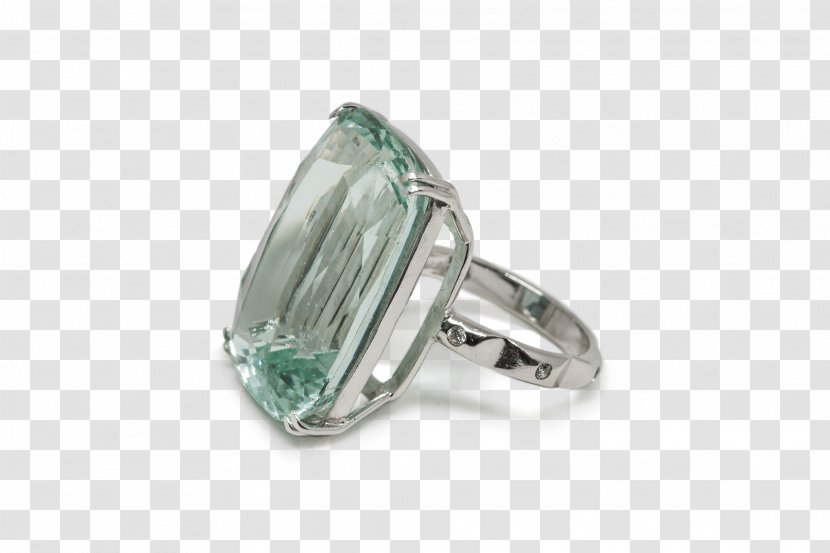 Emerald Ring Jewellery Silver Product Design - Platinum - Aquamarine Rings Transparent PNG