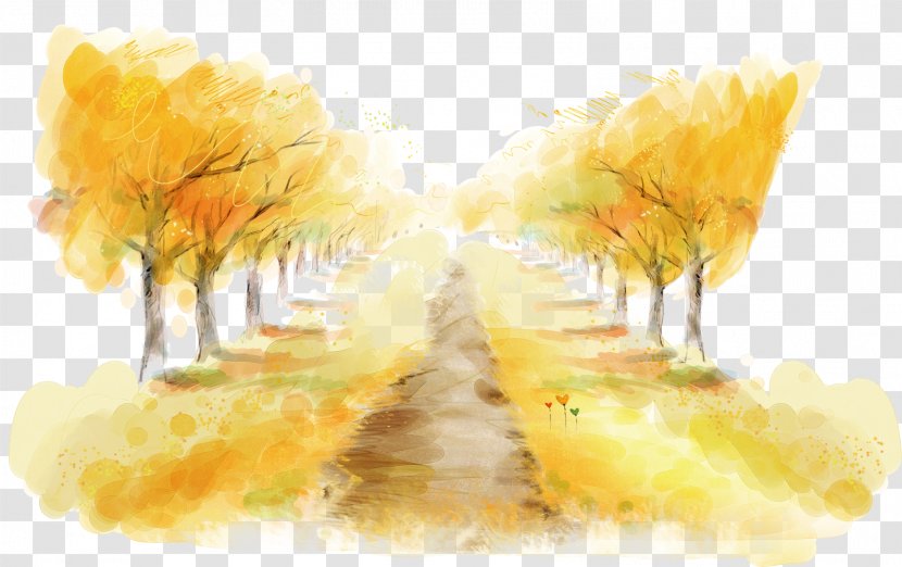 Autumn Download Tree - Paint - Golden Transparent PNG