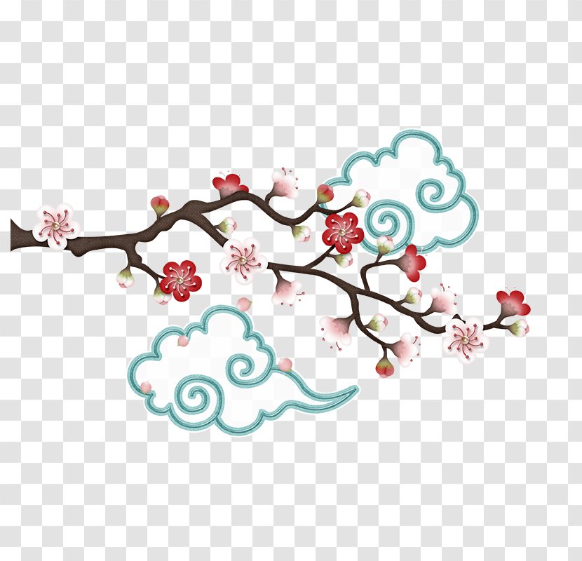 Gongbi Graphic Design Download - Plum Blossom - Misty Transparent PNG