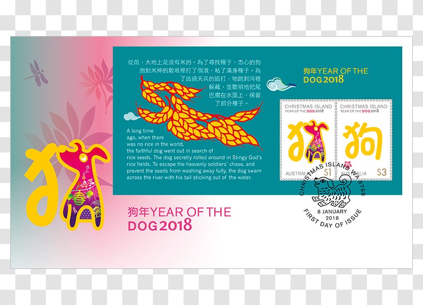 Dog Chinese Zodiac Postage Stamps Australia New Year - Brand - Comes To Pay Year's Call! Transparent PNG