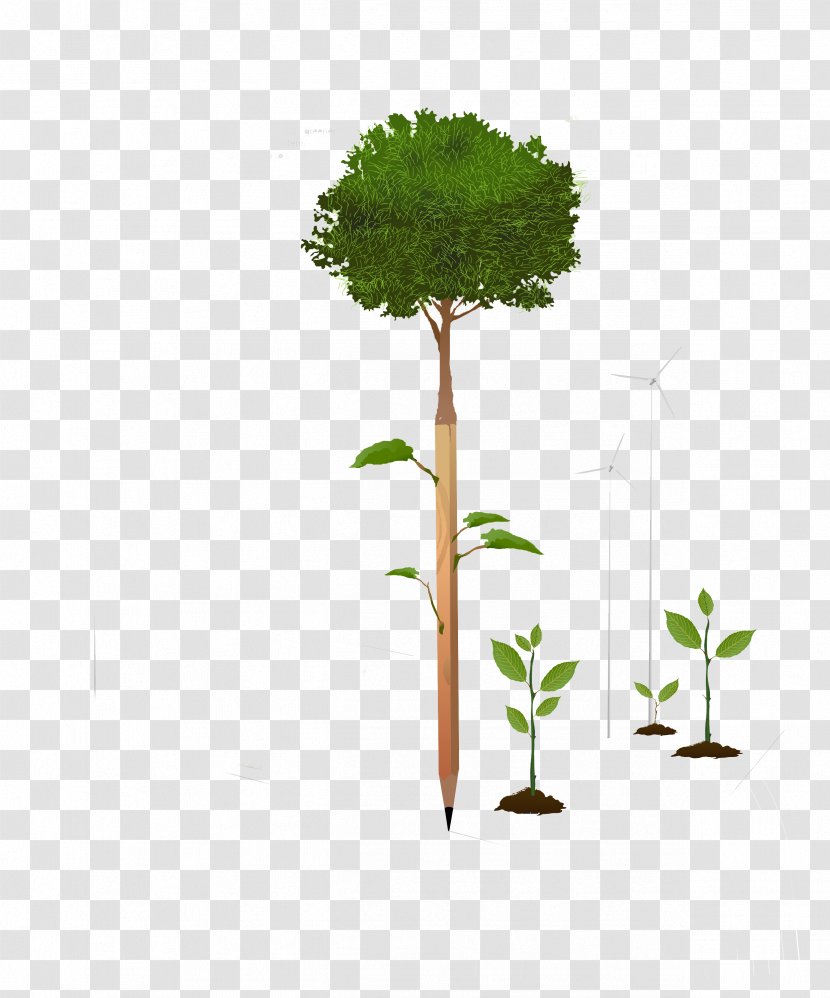Environmental Protection Energy Conservation - Houseplant - Creative Design Pencil Trees Transparent PNG