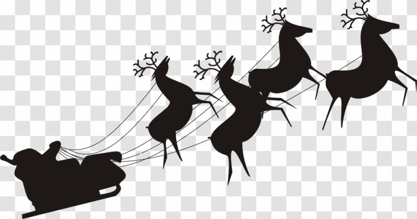 Santa Claus Reindeer Rudolph Clip Art - Black Transparent PNG