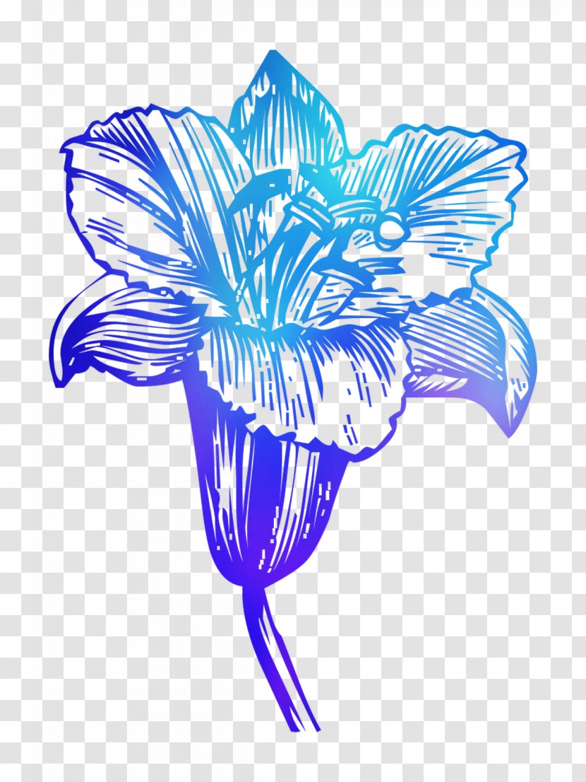 Clip Art Illustration Plant Stem Line Leaf - Blue - Flowering Transparent PNG