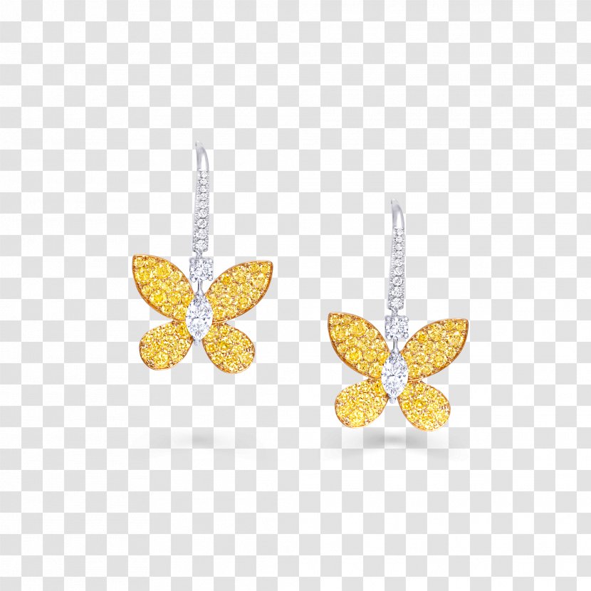 Earring Graff Diamonds Jewellery Yellow - Wing - Diamond Transparent PNG