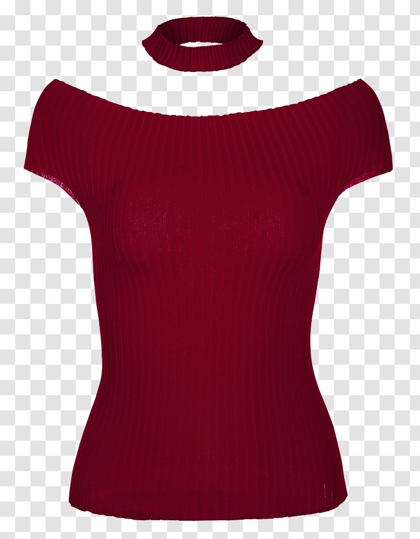 Sleeve T-shirt Red Sweater Zipper - Neckline Transparent PNG