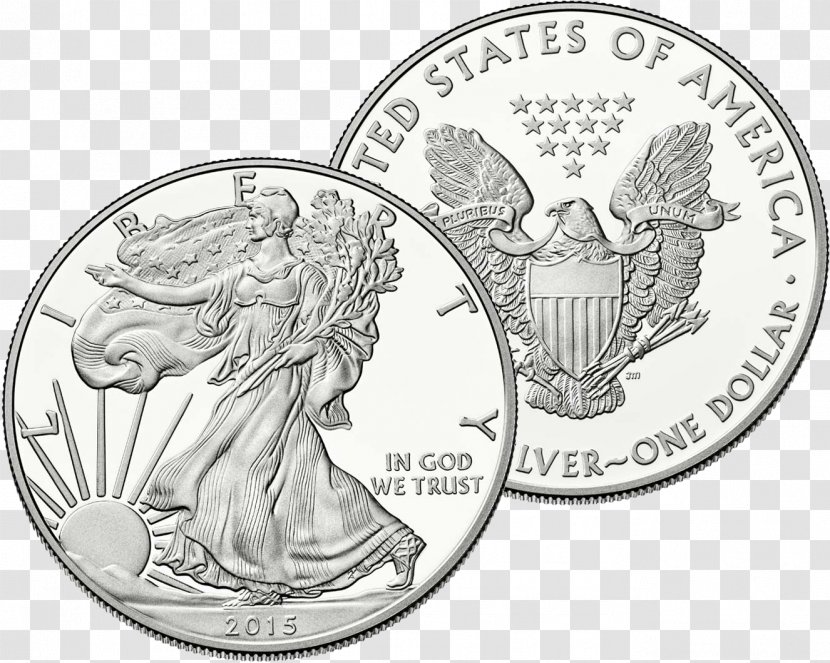 American Silver Eagle Proof Coinage Gold United States Mint - Line Art Transparent PNG