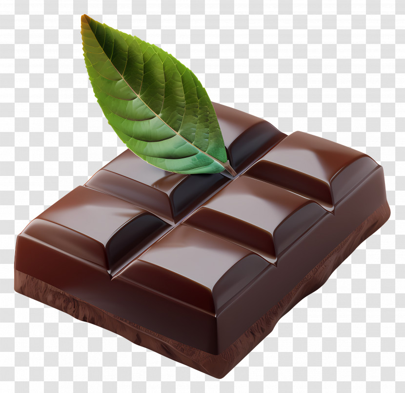 Dark Chocolate - Dark Chocolate Bar With Leaf Decoration Transparent PNG