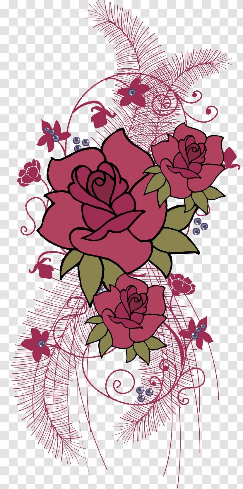 Rose Flower - Rosa Centifolia - Hand-painted Flowers Tattoo Transparent PNG