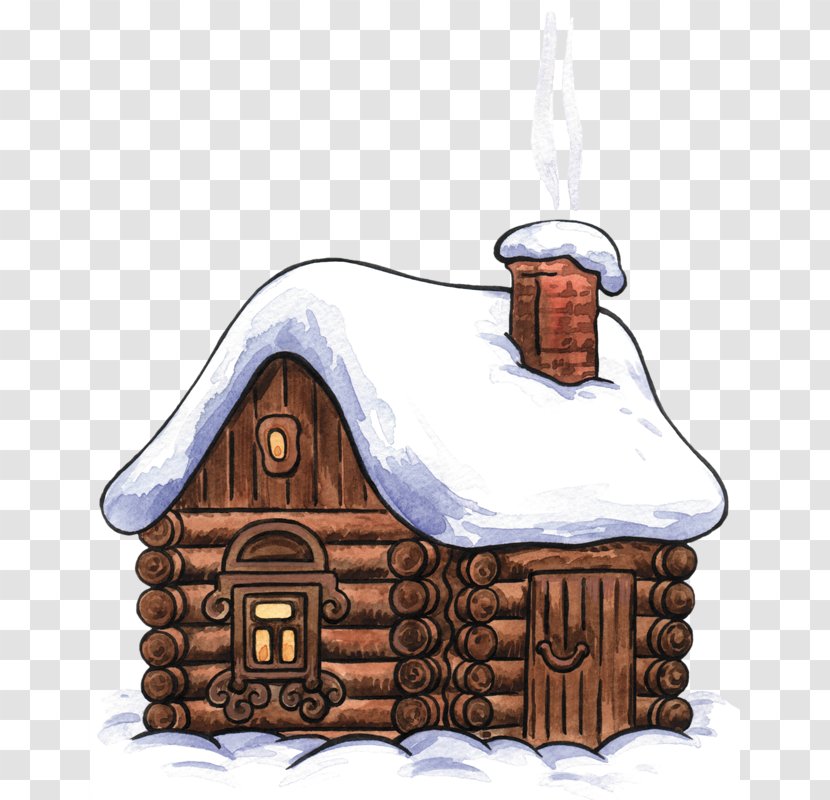Log Cabin Cottage Drawing Clip Art - Snow Transparent PNG