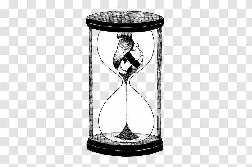 Drawing Art Illustrator Illustration - Black And White - Hourglass Transparent PNG