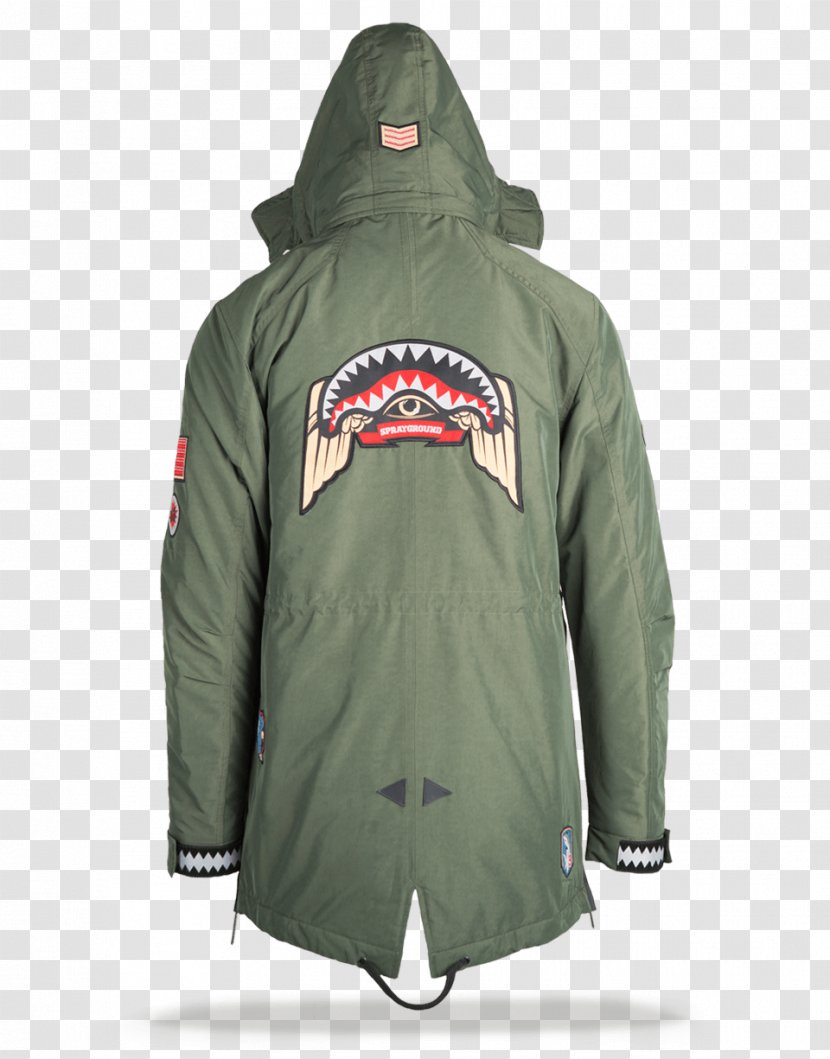 Hoodie Polar Fleece Shark Backpack Boy - Jacket - Army Green Hat Transparent PNG