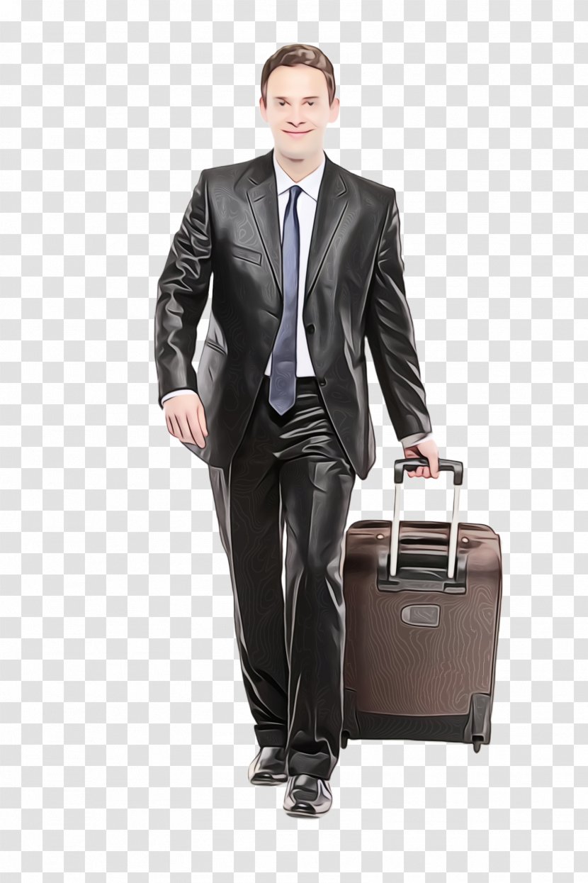 Suit Briefcase Clothing Baggage Formal Wear - Wet Ink - Gentleman Standing Transparent PNG