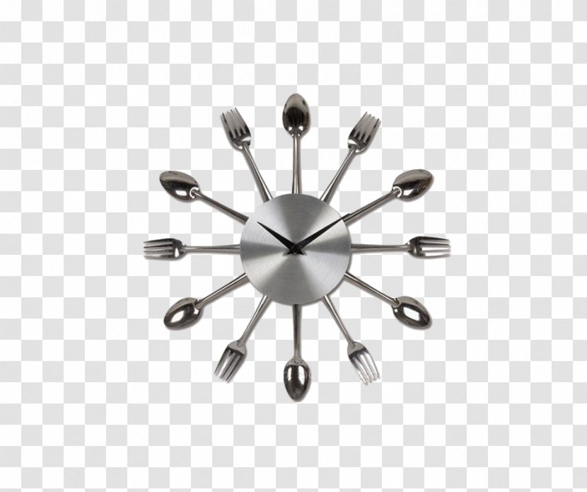 Cutlery Clock Kitchen Fork Spoon - Living Room - Silver Transparent PNG