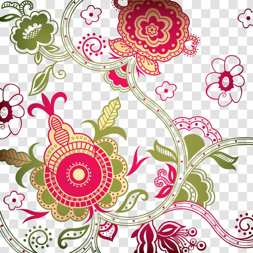Floral Design Batik Pattern Clip Art Vignette - Motif Transparent PNG