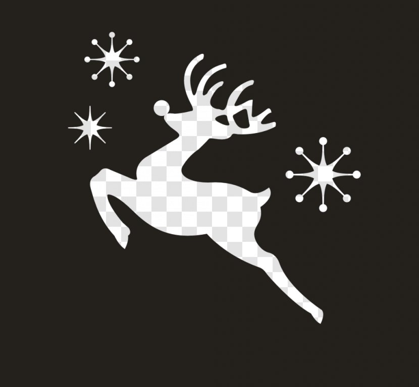 Reindeer Christmas Pxe8re Davids Deer - Rut - Black And White With Snowflakes Transparent PNG