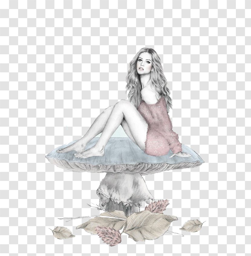 Fashion Illustration Drawing - Watercolor - Simple Fresh Mushroom Beauty Transparent PNG