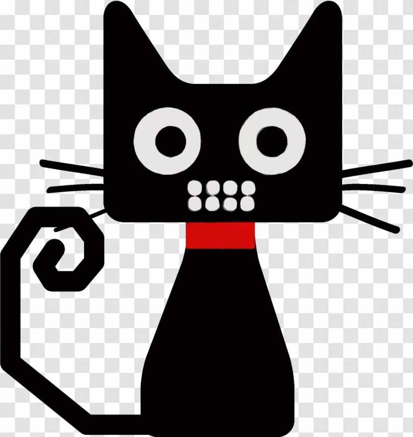 Cat Black Cartoon Small To Medium-sized Cats Whiskers - Mediumsized - Smile Transparent PNG