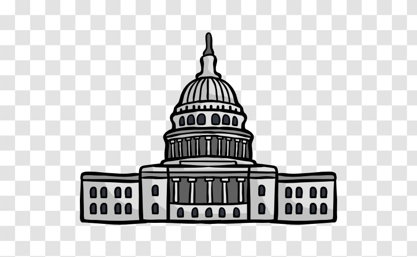 United States Capitol Dome Washington Monument Landmark - Black And White - Building Transparent PNG