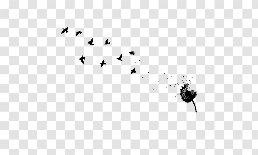 Tattoo Artist Dandelion Flash Abziehtattoo - Black - Birds And Flowers Transparent PNG