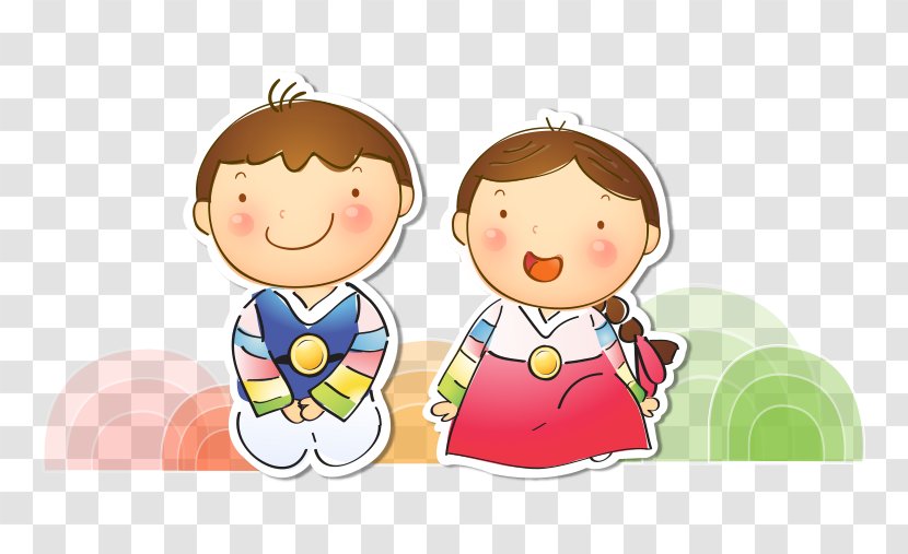 Boy Hanbok Cartoon Illustration - Silhouette - Korean Boys And Girls Transparent PNG