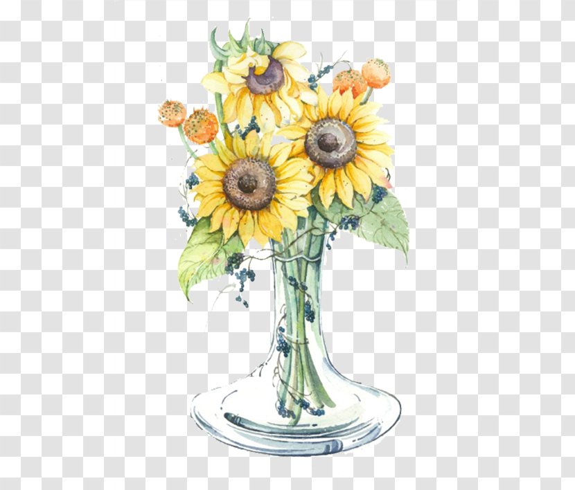 Common Sunflower Yellow Vase - Seed - Of Sunflowers Transparent PNG
