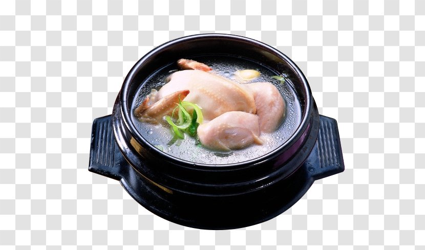 Samgye-tang Chicken Soup Korean Cuisine Chinese - Restaurant - Free Samgyetang Creative Pull Transparent PNG