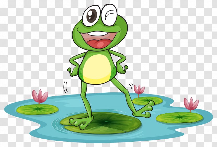 Edible Frog Amphibian Marsh Illustration - Royaltyfree - A Standing On Lotus Leaf Transparent PNG