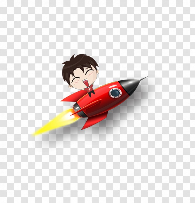 Rocket Cartoon Drawing - Red - The Little Boy With Transparent PNG
